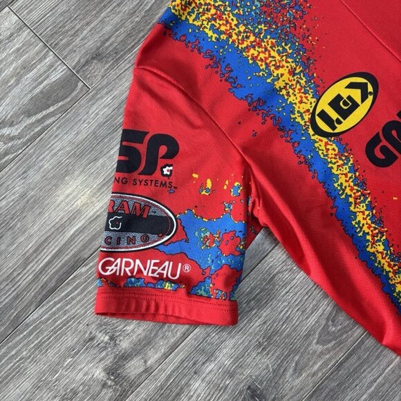 VTG Louis Garneau Cycling Shirt Road Mountain jersey Mens L Red Blue Bike Pocket - Picture 4 of 13
